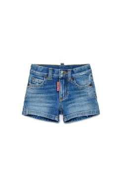 DSQUARED2 Shorts in denim blu medio con abrasioni | Bambino Denim-Mania | Denim-Mania