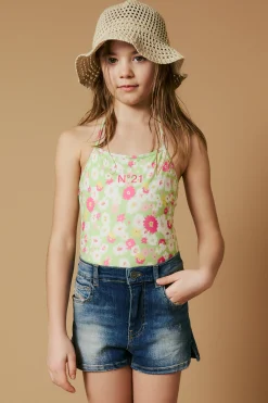 DIESEL Shorts in denim blu medio con strappi | Shorts