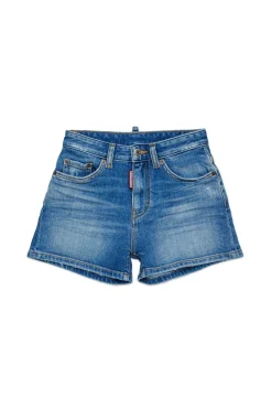 DSQUARED2 Shorts in denim blu medio con abrasioni | Bambino Shorts | Denim-Mania