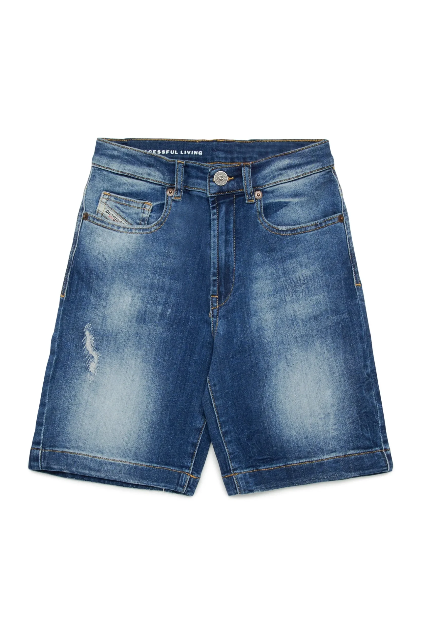 DIESEL Shorts in denim blu medio con strappi | Bambino Shorts