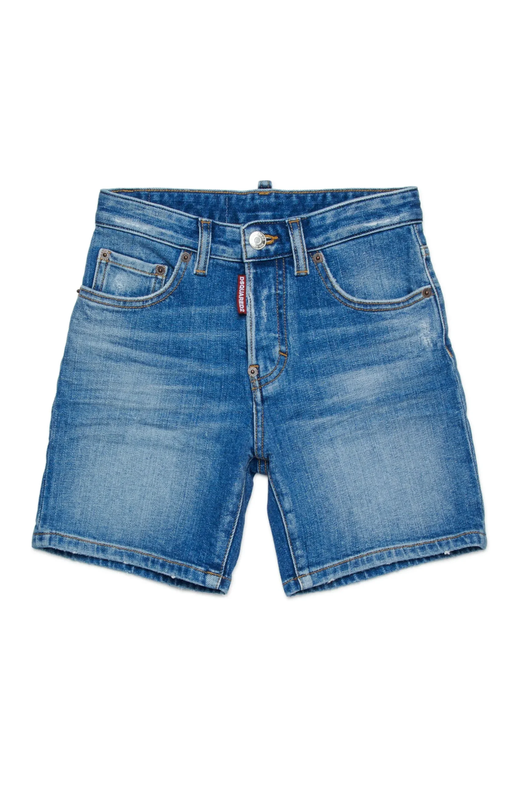 DSQUARED2 Shorts in denim blu medio con abrasioni | Bambino Denim-Mania | Denim-Mania