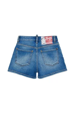 DSQUARED2 Shorts in denim blu medio con abrasioni | Bambino Shorts | Denim-Mania
