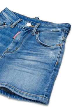 DSQUARED2 Shorts in denim blu medio con abrasioni | Bambino Shorts | Denim-Mania