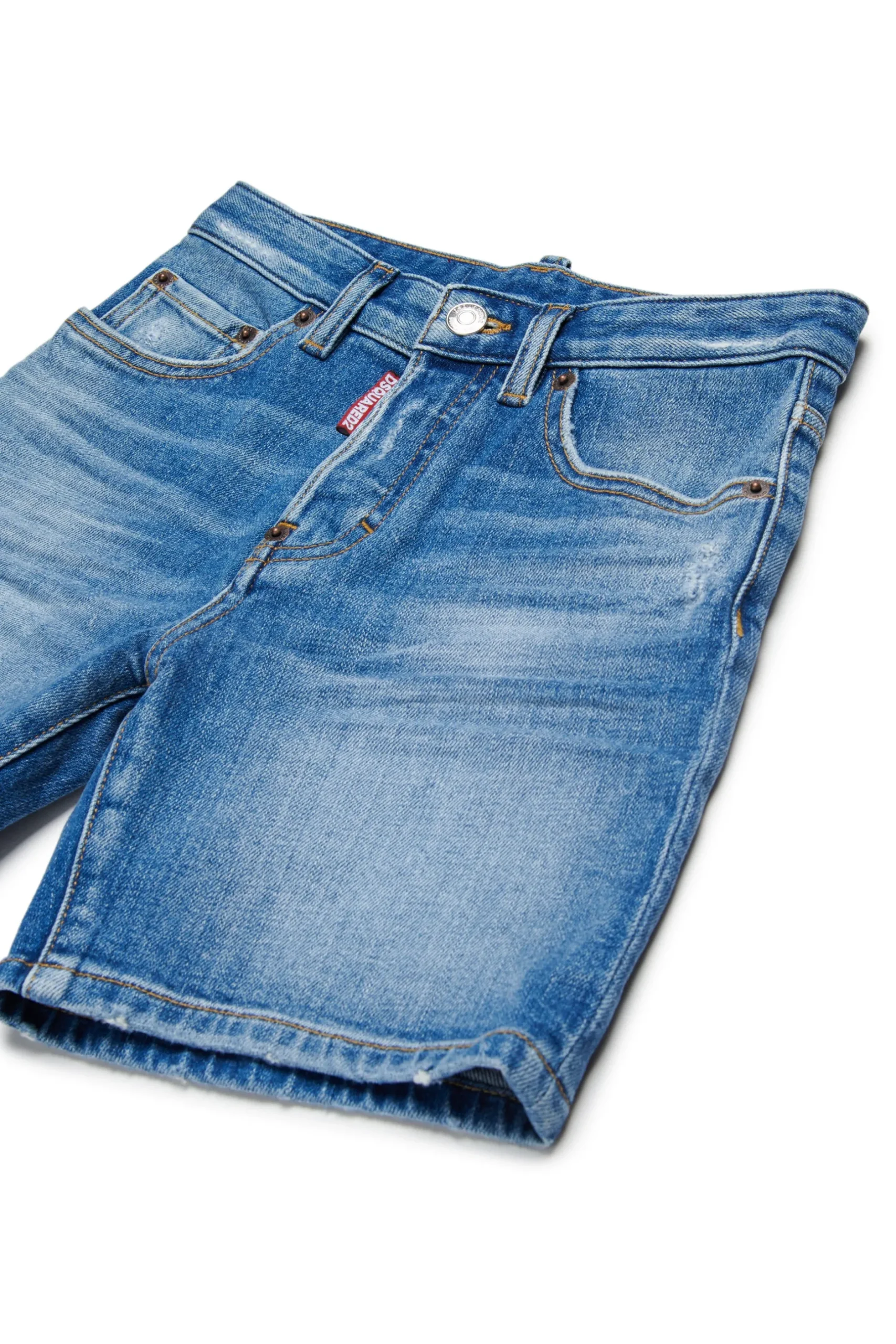 DSQUARED2 Shorts in denim blu medio con abrasioni | Bambino Denim-Mania | Denim-Mania