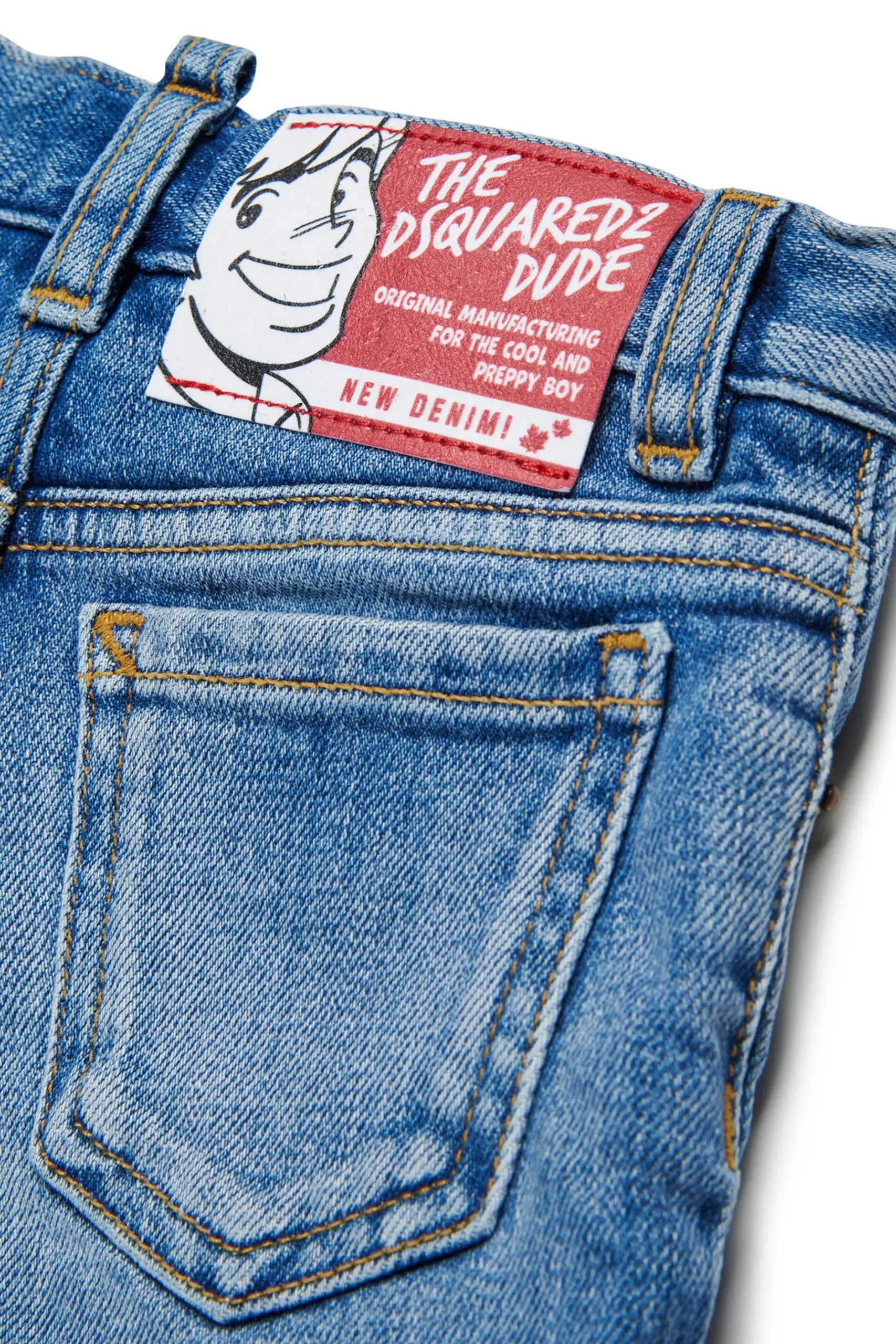 DSQUARED2 Shorts in denim blu medio con abrasioni | Bambino Denim-Mania | Denim-Mania