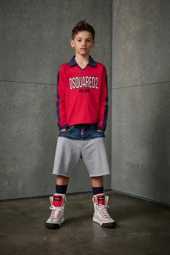 DSQUARED2 Shorts in denim e felpa con patch | Bambino Shorts | Denim-Mania
