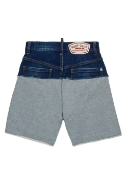 DSQUARED2 Shorts in denim e felpa con patch | Bambino Shorts | Denim-Mania