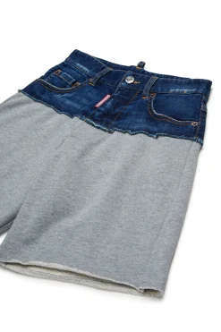 DSQUARED2 Shorts in denim e felpa con patch | Bambino Shorts | Denim-Mania