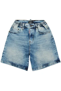 DSQUARED2 Shorts in denim effetto marmorizzato | Bambino Denim-Mania | Denim-Mania