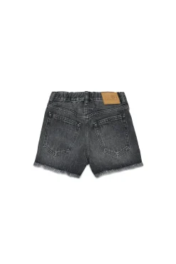 MM6 MAISON MARGIELA Shorts in denim nero con orli a taglio vivo | Bambino Shorts | Denim-Mania