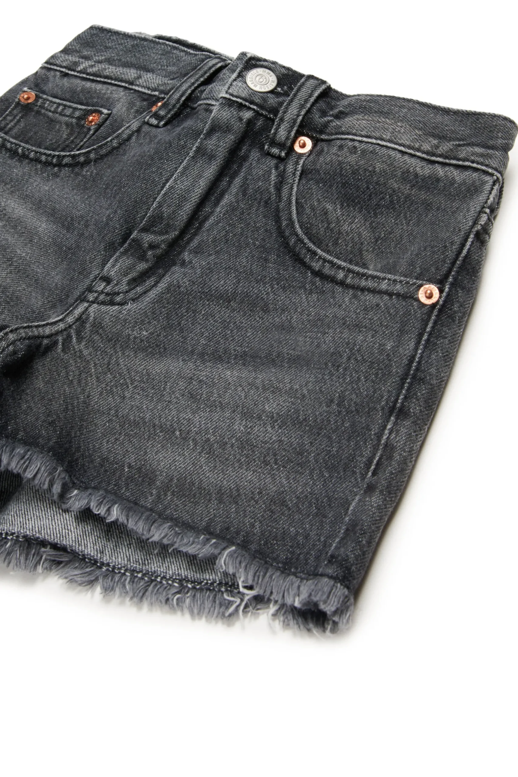 MM6 MAISON MARGIELA Shorts in denim nero con orli a taglio vivo | Bambino Shorts | Denim-Mania
