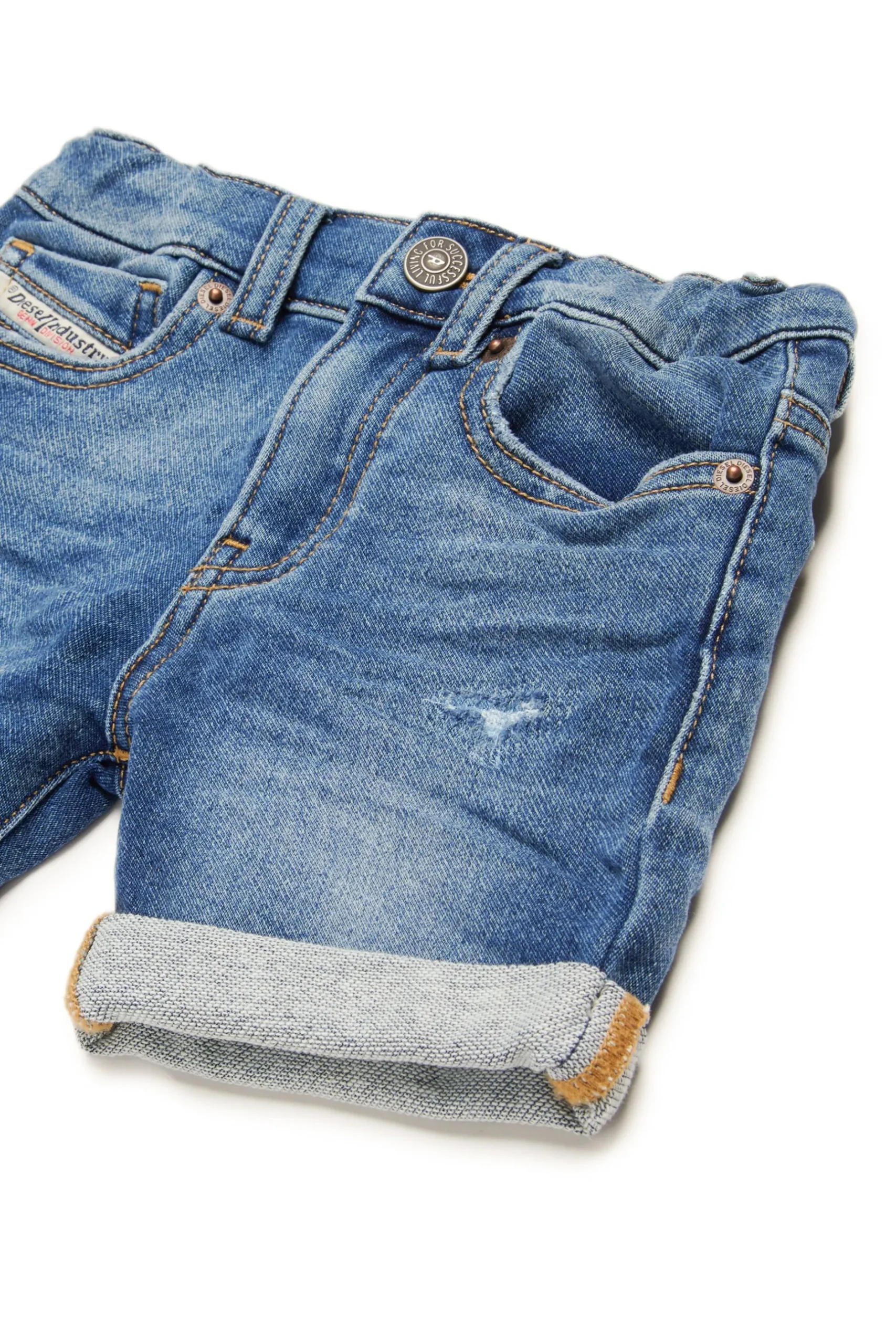 DIESEL Shorts in JoggJeans® blu medio con rotture | Bambino Denim-Mania | Denim-Mania