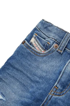 DIESEL Shorts in JoggJeans® blu medio con rotture | Bambino Denim-Mania | Denim-Mania