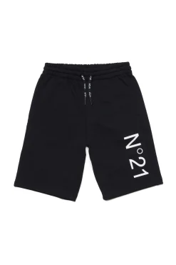 N°21 Shorts neri in felpa con logo | Bambino Shorts