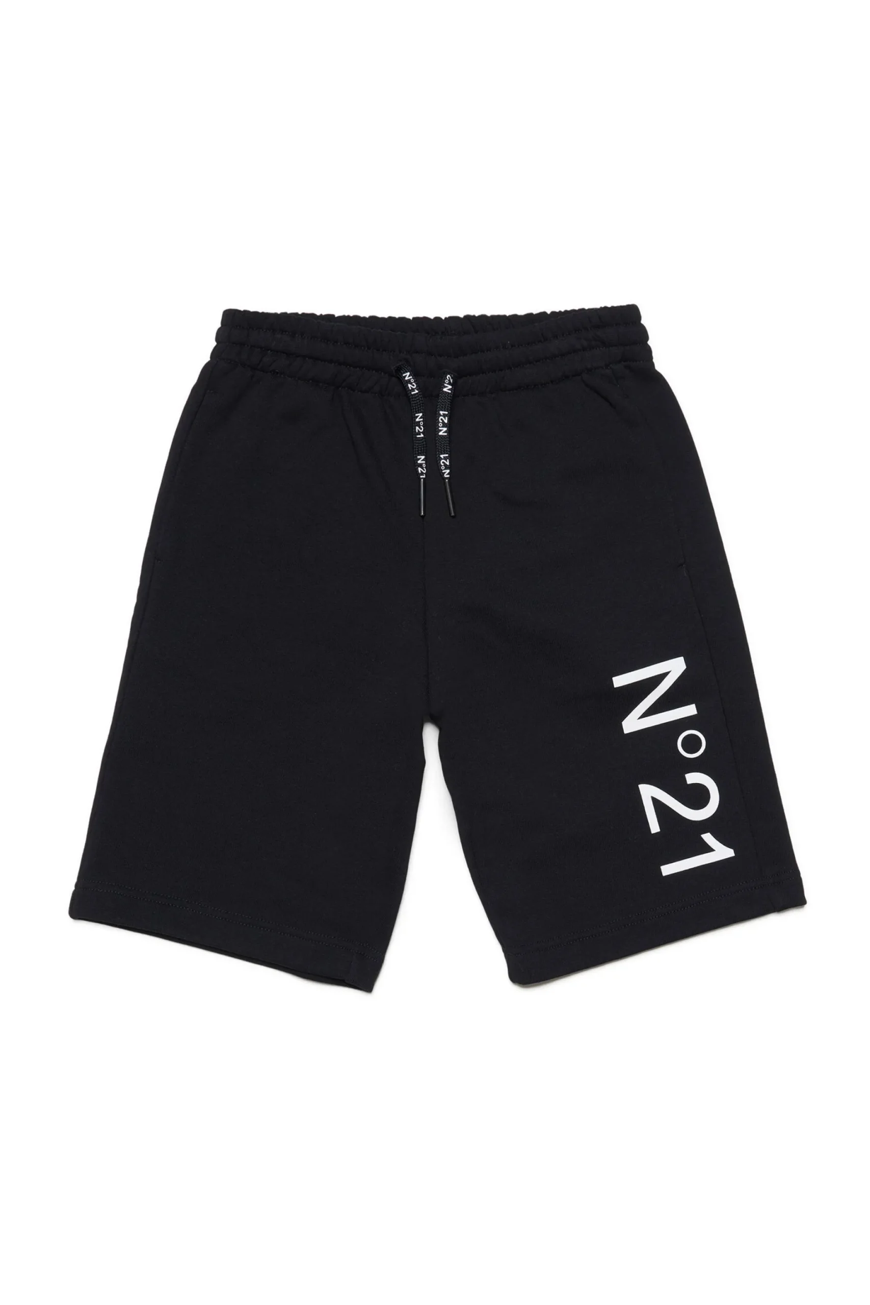 N°21 Shorts neri in felpa con logo | Bambino Shorts