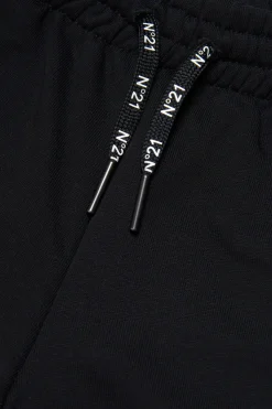 N°21 Shorts neri in felpa con logo | Bambino Shorts