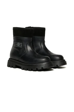 MM6 MAISON MARGIELA Stivali midi in pelle con logo | Stivali E Anfibi | Anfibi E Stivali