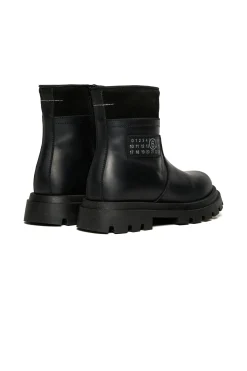 MM6 MAISON MARGIELA Stivali midi in pelle con logo | Stivali E Anfibi | Anfibi E Stivali
