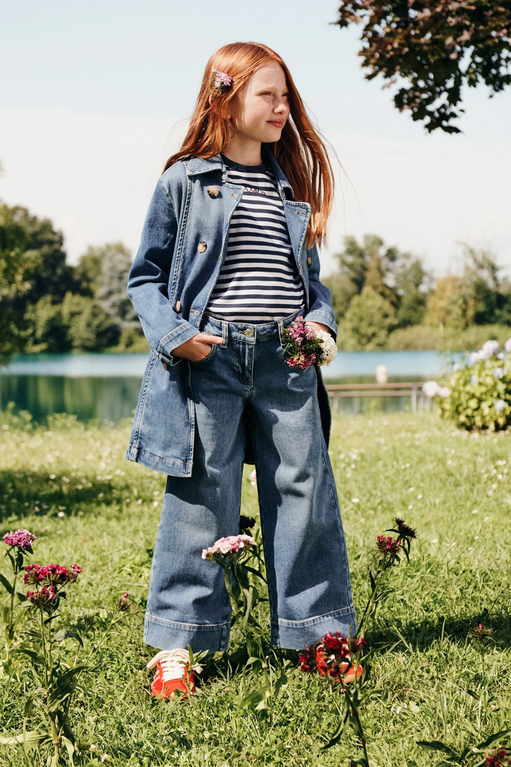 MAX&Co. Trench in denim blu medio sfumato | Bambino Giacche E Cappotti | Denim-Mania