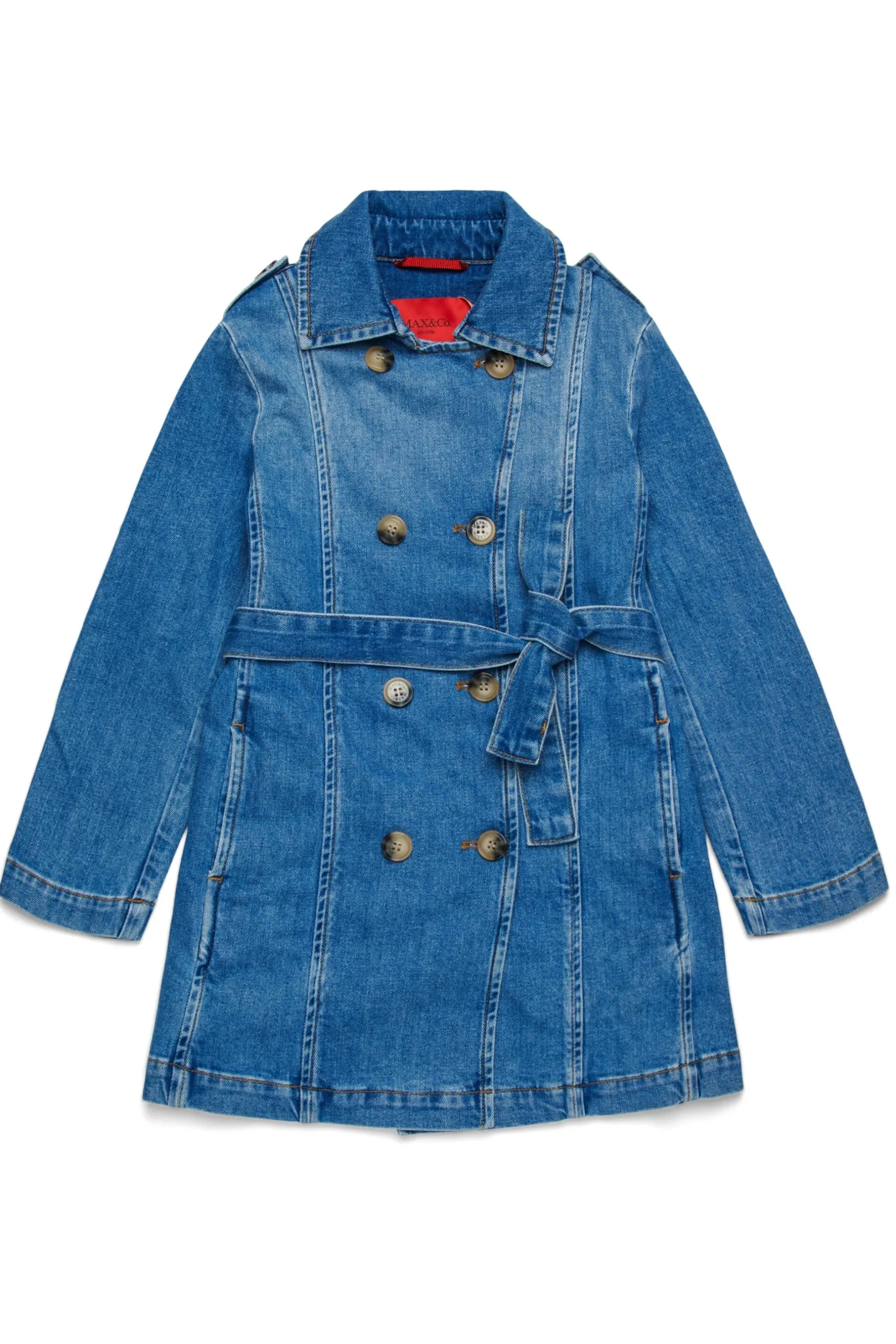 MAX&Co. Trench in denim blu medio sfumato | Bambino Giacche E Cappotti | Denim-Mania