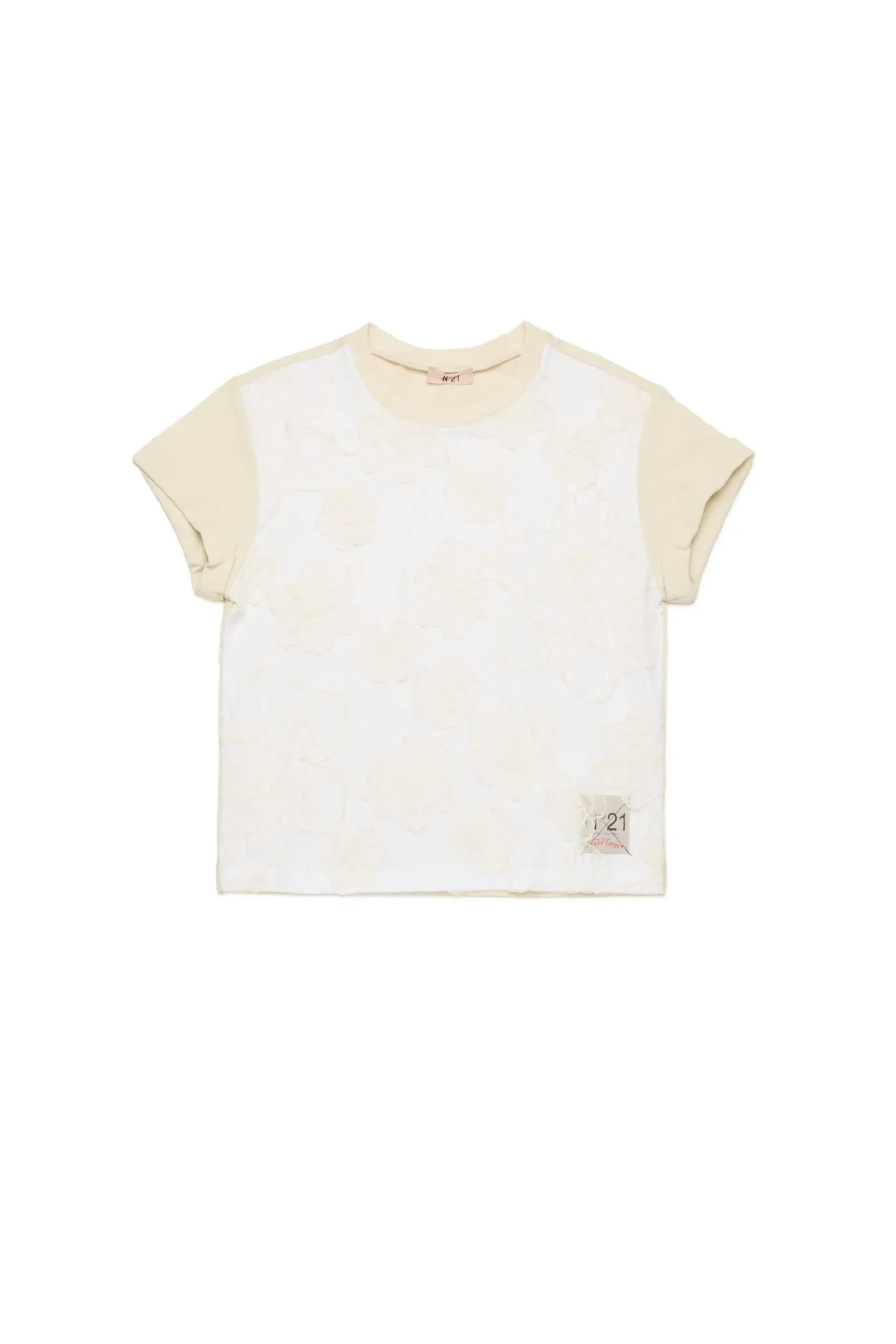 N°21 T-shirt con fiori in organza ricamata | T-Shirts