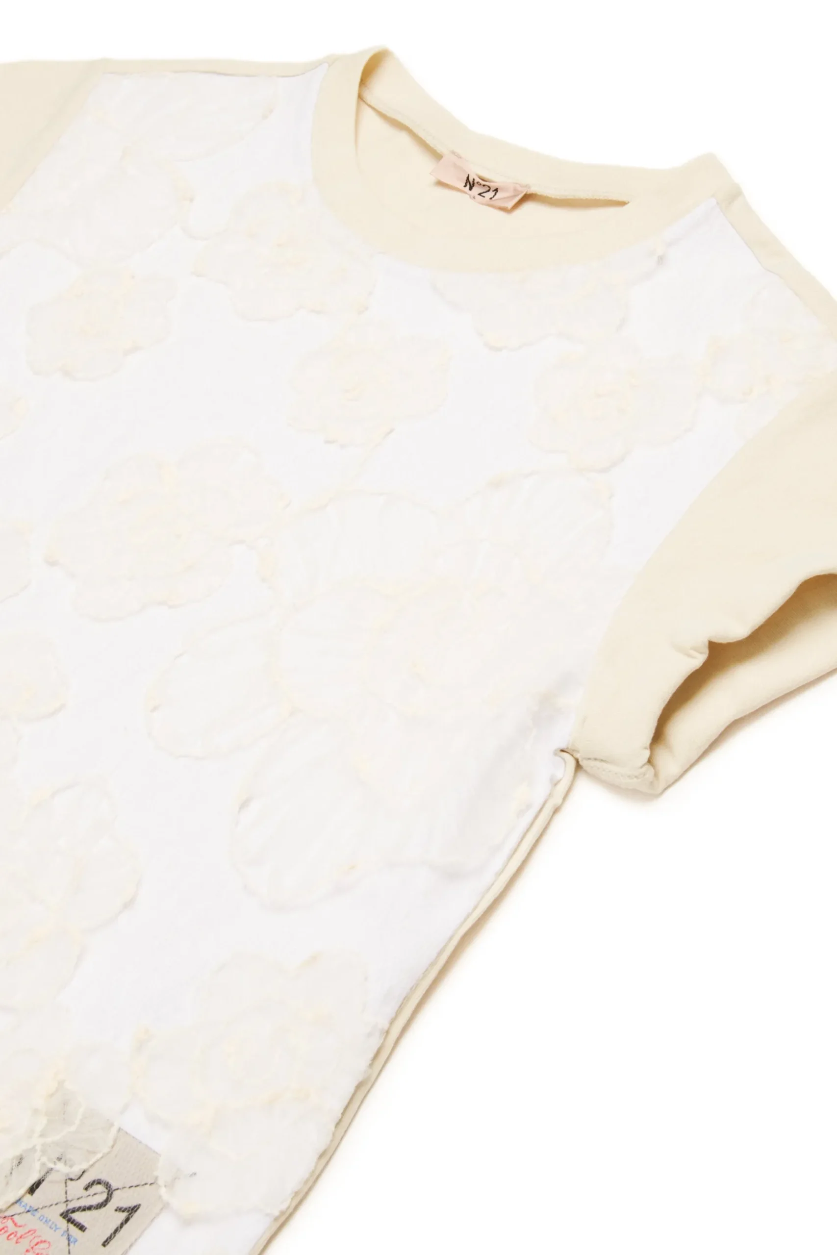 N°21 T-shirt con fiori in organza ricamata | T-Shirts