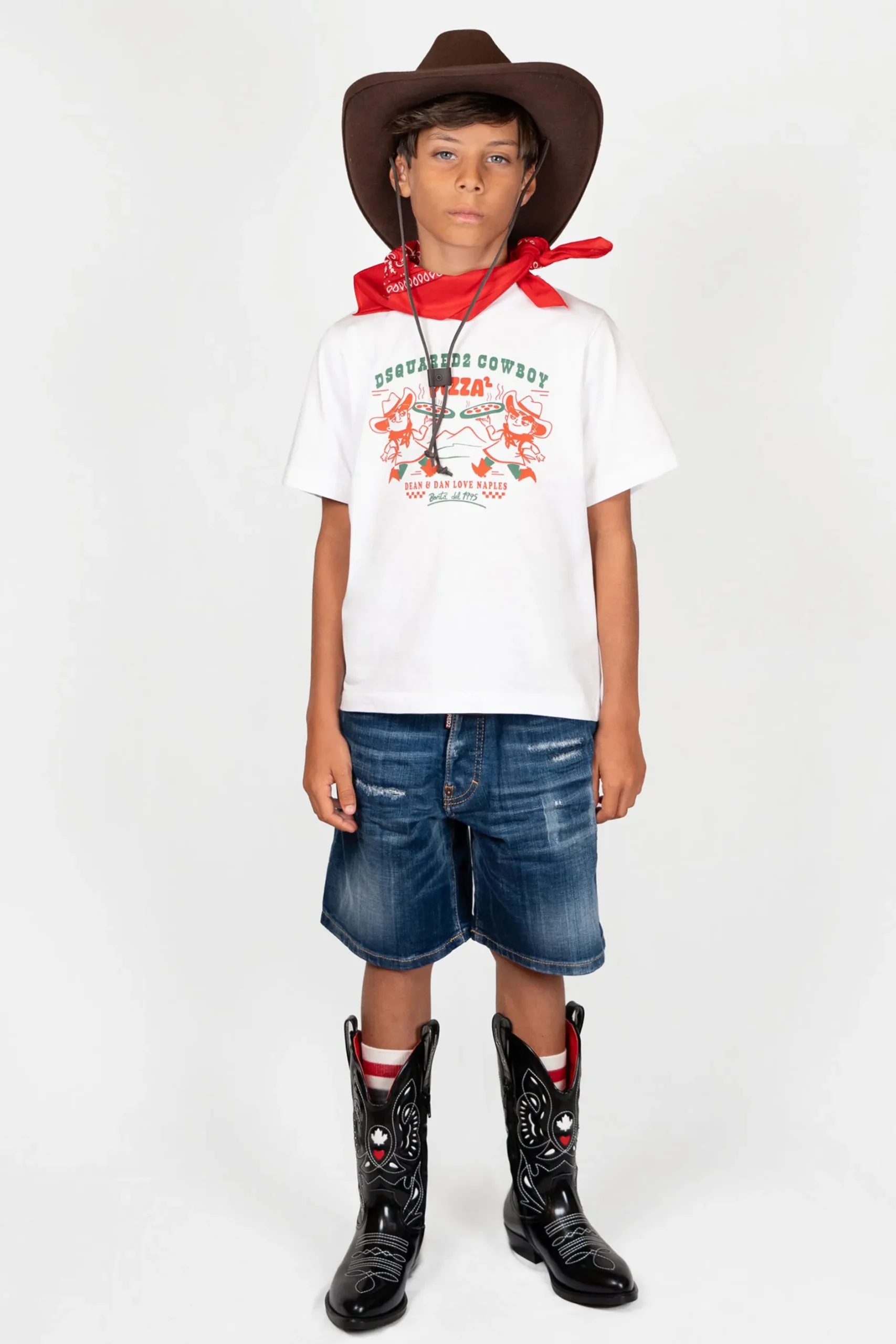 DSQUARED2 T-shirt con grafica Cowboy Pizza | Bambino T-Shirts | T-Shirts
