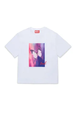 DIESEL T-shirt con grafica farfalla e rhinestones | T-Shirts