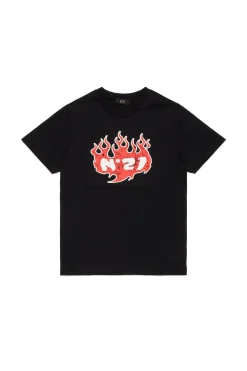 N°21 T-shirt con grafica Flames | Bambino Logomania | Logomania