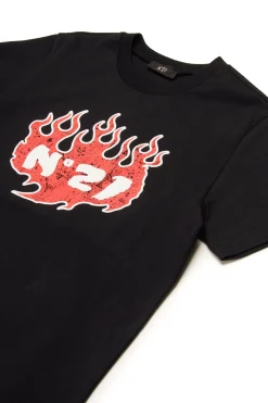 N°21 T-shirt con grafica Flames | Bambino Logomania | Logomania