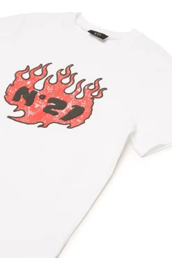 N°21 T-shirt con grafica Flames | Bambino Logomania | Logomania