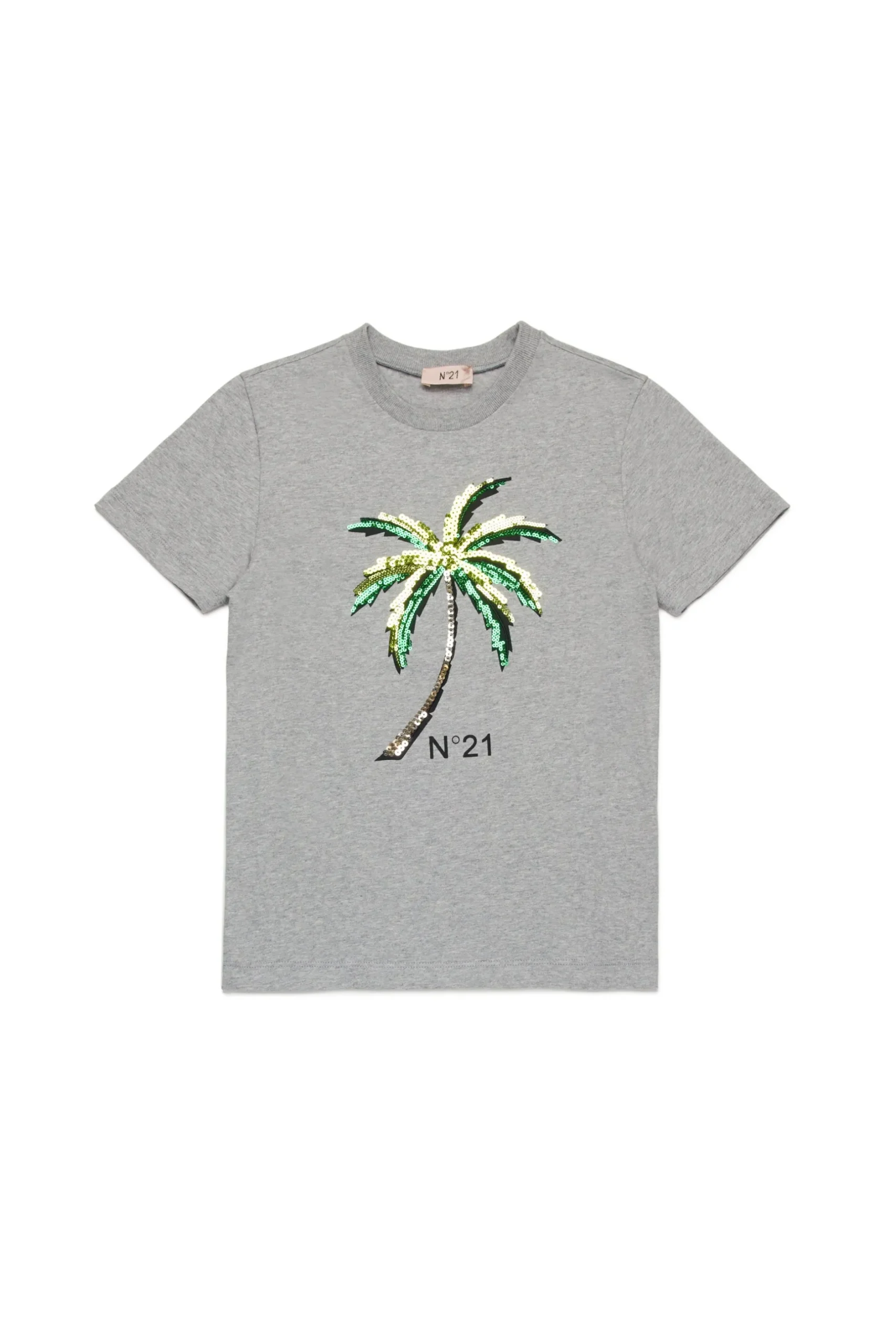 N°21 T-shirt con Palma in paillettes | T-Shirts