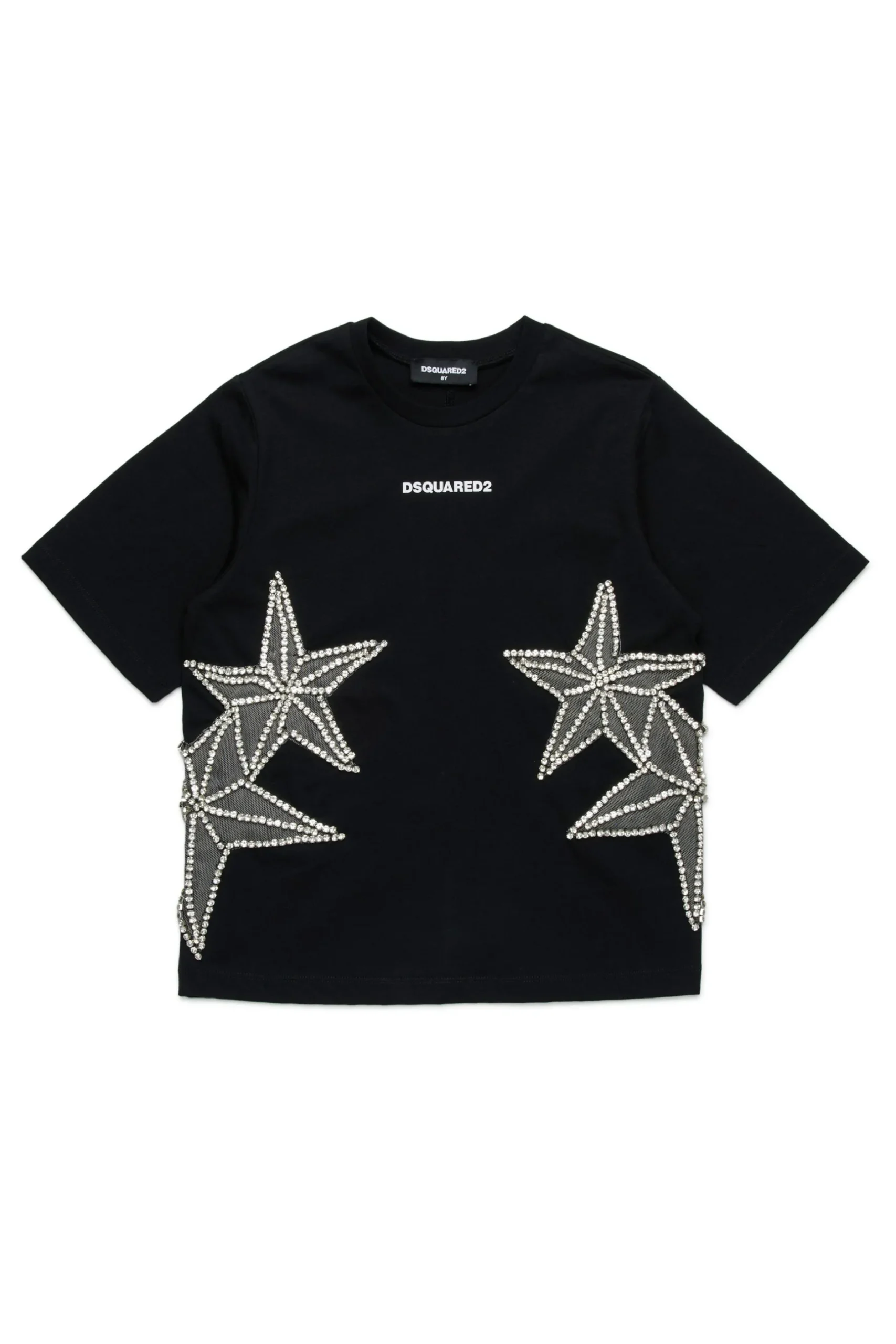 DSQUARED2 T-shirt con stelle in mesh e cristalli | T-Shirts