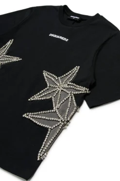 DSQUARED2 T-shirt con stelle in mesh e cristalli | T-Shirts
