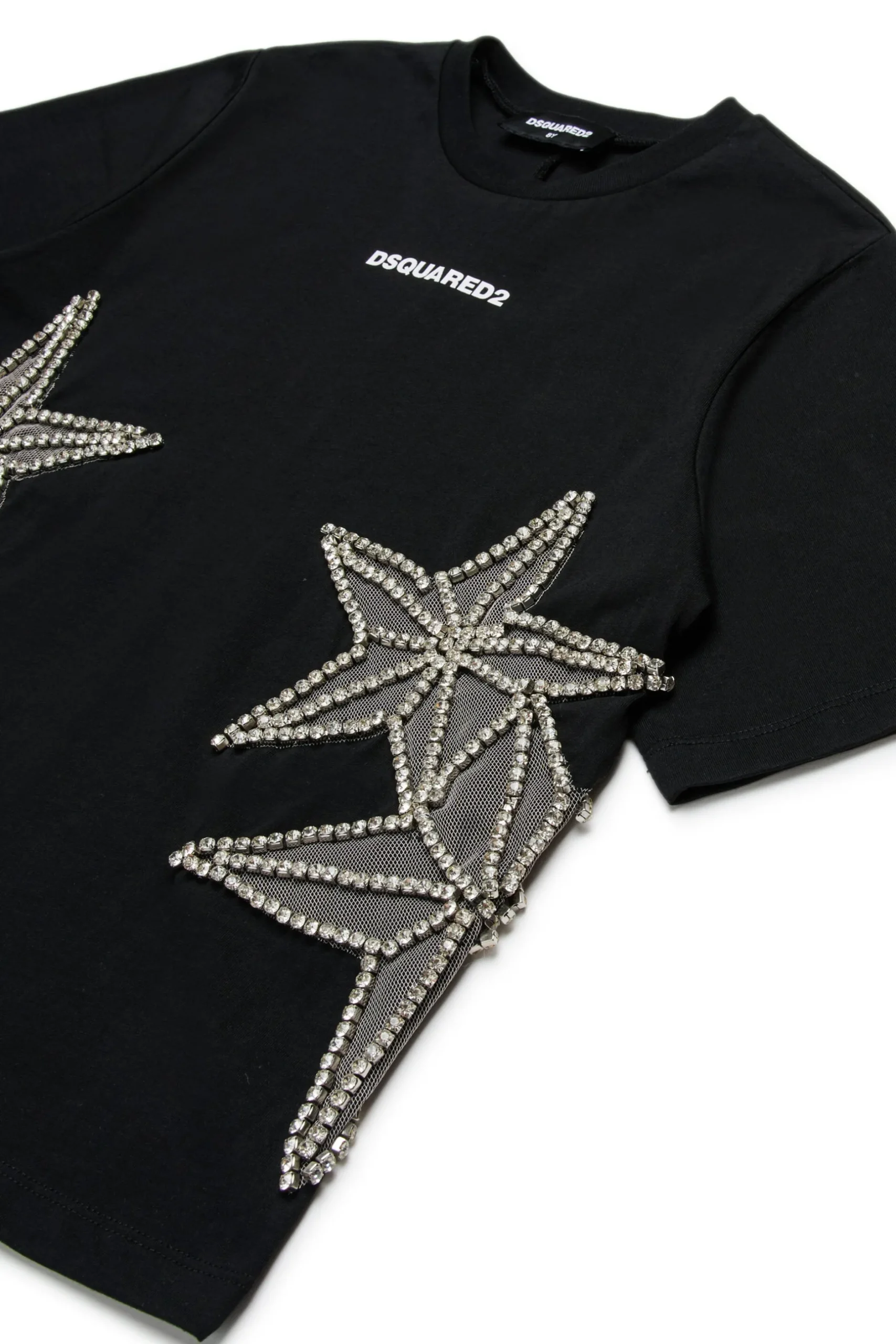 DSQUARED2 T-shirt con stelle in mesh e cristalli | T-Shirts