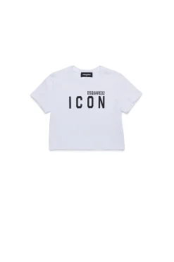 DSQUARED2 T-shirt cropped con logo ICON | Bambino T-Shirts | Activewear