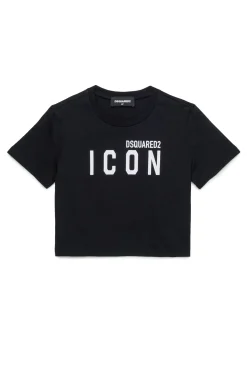 DSQUARED2 T-shirt cropped con logo ICON | Bambino T-Shirts | Activewear