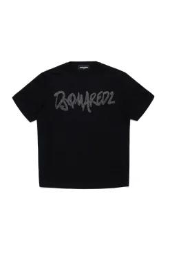 DSQUARED2 T-shirt evening con logo glitterato | Bambino T-Shirts | Logomania