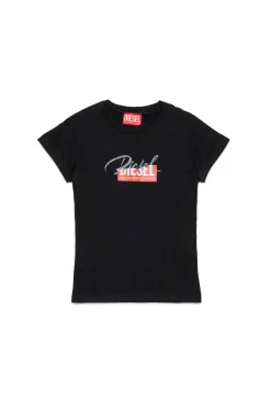 DIESEL T-shirt in jersey con logo glitter sovrapposto | T-Shirts