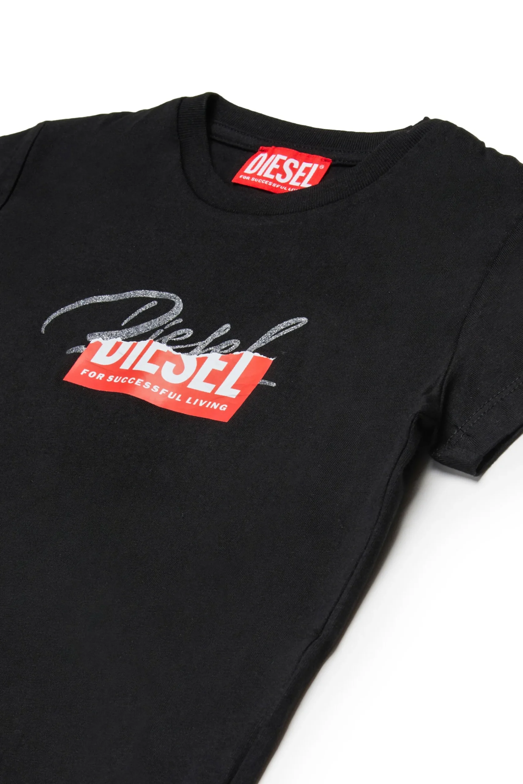 DIESEL T-shirt in jersey con logo glitter sovrapposto | T-Shirts