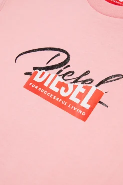 DIESEL T-shirt in jersey con logo glitter sovrapposto | T-Shirts