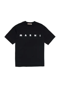 MARNI T-shirt nera in jersey con logo | Bambino Logomania | Logomania