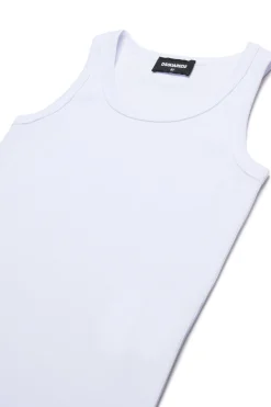 DSQUARED2 T-shirt smanicata a costine con logo | Bambino T-Shirts | Swimwear
