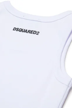 DSQUARED2 T-shirt smanicata a costine con logo | Bambino T-Shirts | Swimwear