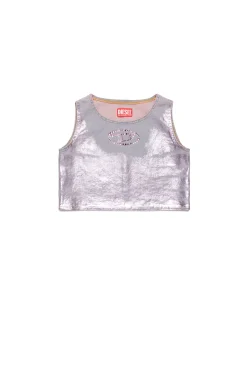 DIESEL T-shirt smanicata in denim con finishing mylar | Bambino T-Shirts | Oval D By Diesel