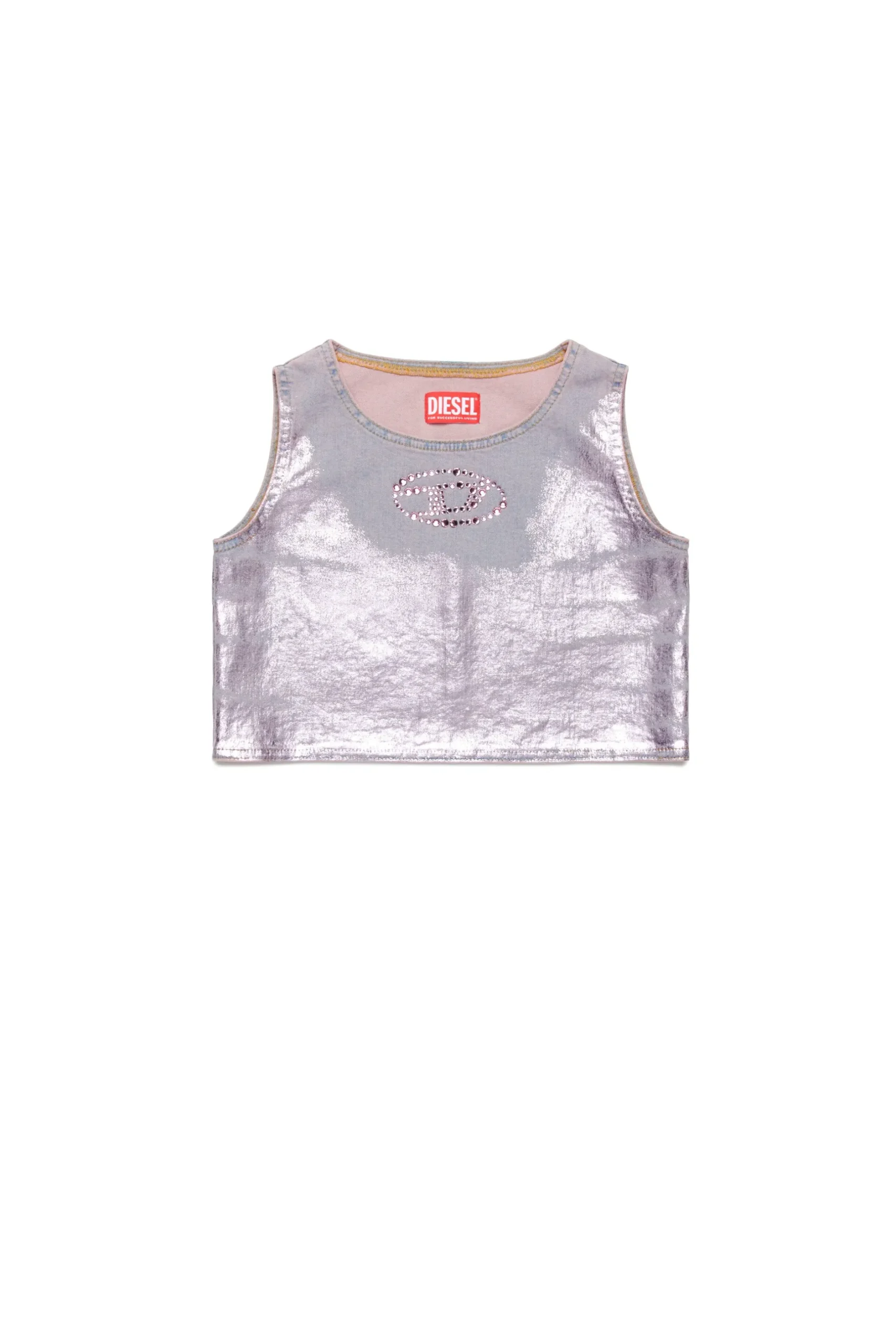 DIESEL T-shirt smanicata in denim con finishing mylar | Bambino T-Shirts | Oval D By Diesel
