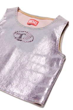 DIESEL T-shirt smanicata in denim con finishing mylar | Bambino T-Shirts | Oval D By Diesel