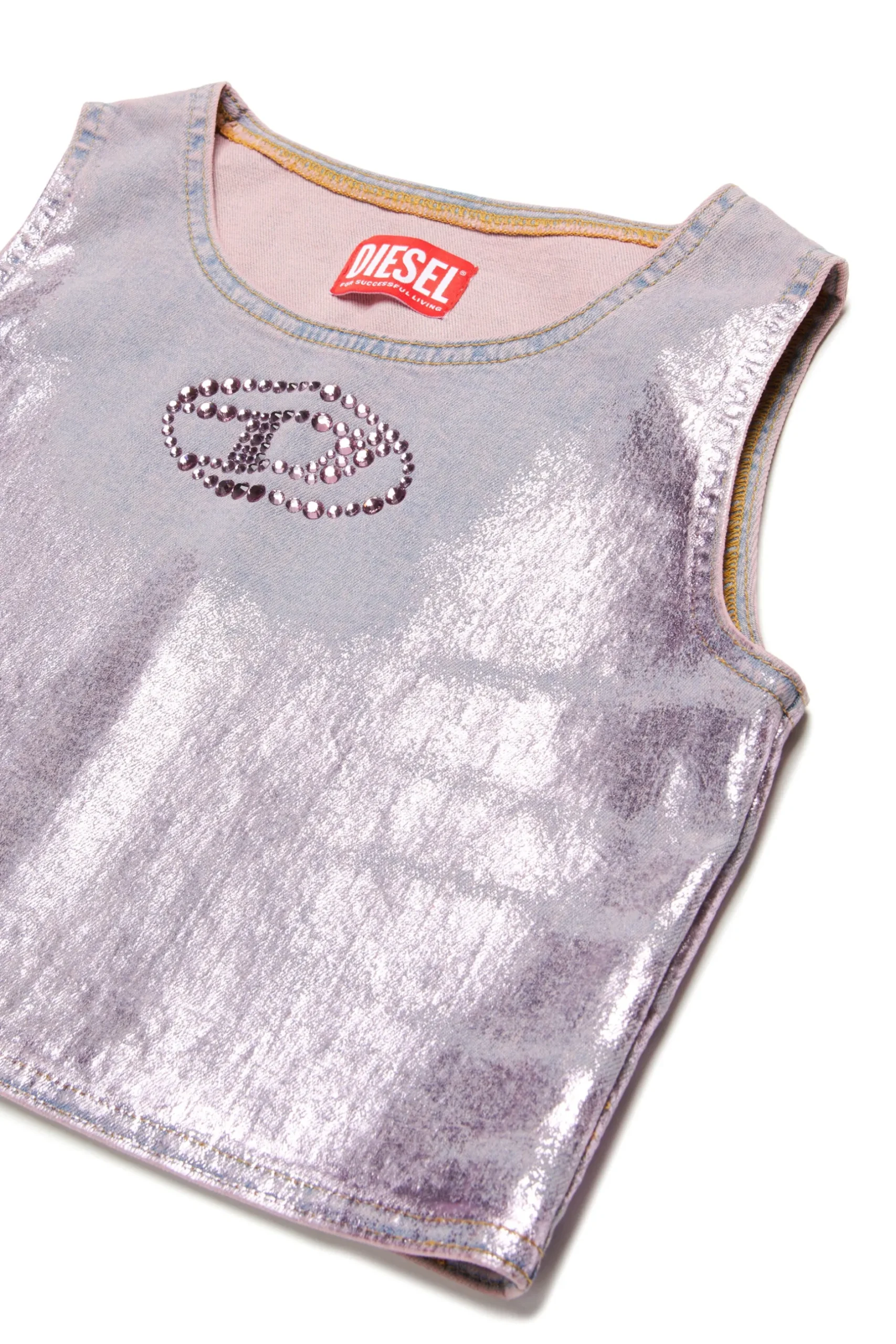 DIESEL T-shirt smanicata in denim con finishing mylar | Bambino T-Shirts | Oval D By Diesel