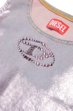 DIESEL T-shirt smanicata in denim con finishing mylar | Bambino T-Shirts | Oval D By Diesel