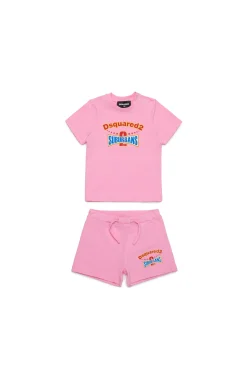 DSQUARED2 Tuta corta con grafica D2 Suburbans | Bambino Tute E Baby Set | Activewear